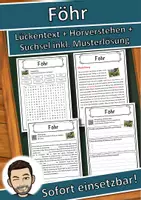 Vorschau - Unterrichtsreihen - Föhr Lückentext mit Wortspeicher Hörverstehen und Suchsel - Deckblatt