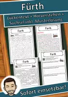 Vorschau - Unterrichtsreihen - Fürth Lückentext mit Wortspeicher Hörverstehen und Suchsel - Deckblatt