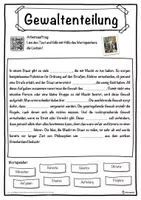 Vorschau - Unterrichtsreihen - Gewaltenteilung Lückentext mit Wortspeicher Hörverstehen und Suchsel - Seite 1