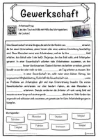 Vorschau - Unterrichtsreihen - Gewerkschaft Lückentext mit Wortspeicher Hörverstehen und Suchsel - Seite 1