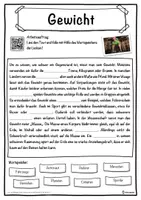 Vorschau - Unterrichtsreihen - Gewicht Lückentext mit Wortspeicher Hörverstehen und Suchsel - Seite 1