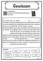 Vorschau - Unterrichtsreihen - Gewissen Lückentext mit Wortspeicher Hörverstehen und Suchsel - Seite 1