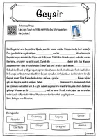 Vorschau - Unterrichtsreihen - Geysir Lückentext mit Wortspeicher Hörverstehen und Suchsel - Seite 1