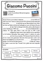 Vorschau - Unterrichtsreihen - Giacomo Puccini Lückentext mit Wortspeicher Hörverstehen und Suchsel - Seite 1