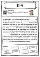 Vorschau - Unterrichtsreihen - Gift Lückentext mit Wortspeicher Hörverstehen und Suchsel - Seite 1