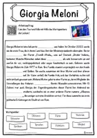 Vorschau - Unterrichtsreihen - Giorgia Meloni Lückentext mit Wortspeicher Hörverstehen und Suchsel - Seite 1