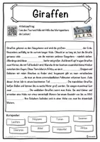 Vorschau - Unterrichtsreihen - Giraffen Lückentext mit Wortspeicher Hörverstehen und Suchsel - Seite 1
