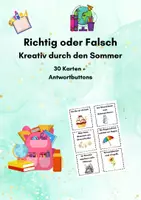 Vorschau - Stationenlernen - Richtig oder Falsch? – Kreativ durch den Sommer | 30 Karten mit Antwortbutton - Deckblatt