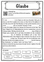 Vorschau - Unterrichtsreihen - Glaube Lückentext mit Wortspeicher Hörverstehen und Suchsel - Seite 1
