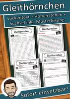 Vorschau - Unterrichtsreihen - Gleithörnchen Lückentext mit Wortspeicher Hörverstehen und Suchsel - Deckblatt