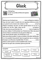 Vorschau - Unterrichtsreihen - Glück Lückentext mit Wortspeicher Hörverstehen und Suchsel - Seite 1