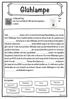 Vorschau - Unterrichtsreihen - Glühlampe Lückentext mit Wortspeicher Hörverstehen und Suchsel - Seite 1