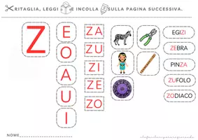 anteprima - Esercizi - LE SILLABE ZA ZE ZI ZO ZU – CARTELLI MURALI - Pagina 2
