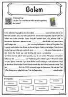 Vorschau - Unterrichtsreihen - Golem Lückentext mit Wortspeicher Hörverstehen und Suchsel - Seite 1