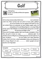 Vorschau - Unterrichtsreihen - Golf Lückentext mit Wortspeicher Hörverstehen und Suchsel - Seite 1