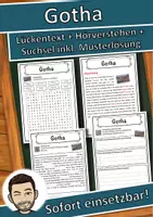 Vorschau - Unterrichtsreihen - Gotha Lückentext mit Wortspeicher Hörverstehen und Suchsel - Deckblatt