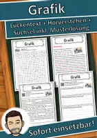 Vorschau - Unterrichtsreihen - Grafik Lückentext mit Wortspeicher Hörverstehen und Suchsel - Deckblatt