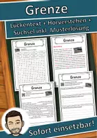 Vorschau - Unterrichtsreihen - Grenze Lückentext mit Wortspeicher Hörverstehen und Suchsel - Deckblatt