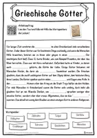 Vorschau - Unterrichtsreihen - Griechische Götter Lückentext mit Wortspeicher Hörverstehen und Suchsel - Seite 1
