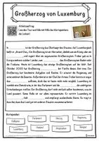 Vorschau - Unterrichtsreihen - Großherzog von Luxemburg Lückentext mit Wortspeicher Hörverstehen und Suchsel - Seite 1