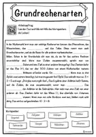Vorschau - Unterrichtsreihen - Grundrechenarten Lückentext mit Wortspeicher Hörverstehen und Suchsel - Seite 1
