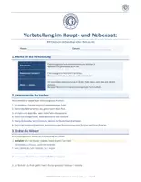 Vorschau - Arbeitsblätter - Verbstellung im Haupt- und Nebensatz - Deckblatt