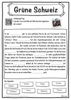 Vorschau - Unterrichtsreihen - Grüne Schweiz Lückentext mit Wortspeicher Hörverstehen und Suchsel - Seite 1