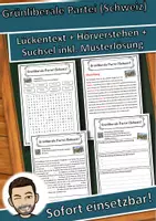 Vorschau - Unterrichtsreihen - Grünliberale Partei (Schweiz) Lückentext mit Wortspeicher Hörverstehen und Suchsel - Deckblatt