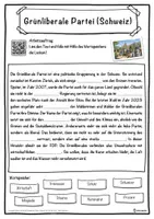 Vorschau - Unterrichtsreihen - Grünliberale Partei (Schweiz) Lückentext mit Wortspeicher Hörverstehen und Suchsel - Seite 1