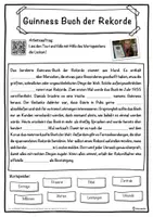 Vorschau - Unterrichtsreihen - Guinness Buch der Rekorde Lückentext mit Wortspeicher Hörverstehen und Suchsel - Seite 1