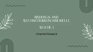 Vorschau - Stundenentwürfe - 1 Wochenarbeitsplan chemie Kl. 8 - Bindungs- und Wechselwirkungsmodelle - Seite 1