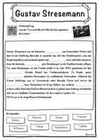 Vorschau - Unterrichtsreihen - Gustav Stresemann Lückentext mit Wortspeicher Hörverstehen und Suchsel - Seite 1