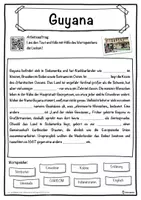 Vorschau - Unterrichtsreihen - Guyana Lückentext mit Wortspeicher Hörverstehen und Suchsel - Seite 1