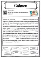 Vorschau - Unterrichtsreihen - Gähnen Lückentext mit Wortspeicher Hörverstehen und Suchsel - Seite 1