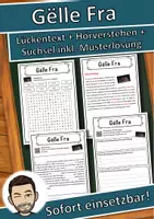 Vorschau - Unterrichtsreihen - Gëlle Fra Lückentext mit Wortspeicher Hörverstehen und Suchsel - Deckblatt