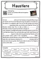Vorschau - Unterrichtsreihen - Haustiere Lückentext mit Wortspeicher Hörverstehen und Suchsel - Seite 1