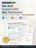 Vorschau - Stationenlernen - Rechengesetze: Kommutativ-, Assoziativ- & Distributivgesetz – Merkblatt + Übungen mit Lösungen - Deckblatt
