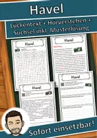 Vorschau - Unterrichtsreihen - Havel Lückentext mit Wortspeicher Hörverstehen und Suchsel - Deckblatt