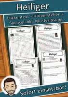 Vorschau - Unterrichtsreihen - Heiliger Lückentext mit Wortspeicher Hörverstehen und Suchsel - Deckblatt