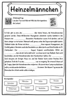 Vorschau - Unterrichtsreihen - Heinzelmännchen Lückentext mit Wortspeicher Hörverstehen und Suchsel - Seite 1