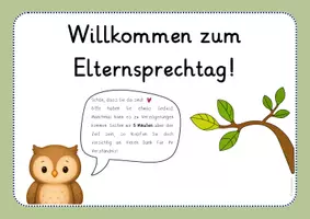 Vorschau - Bildkarten - Eulenklasse Willkommensschild Elternsprechtag - Seite 1