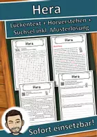 Vorschau - Unterrichtsreihen - Hera Lückentext mit Wortspeicher Hörverstehen und Suchsel - Deckblatt