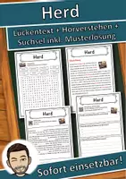 Vorschau - Unterrichtsreihen - Herd Lückentext mit Wortspeicher Hörverstehen und Suchsel - Deckblatt