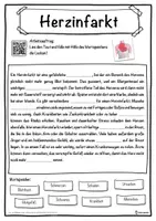 Vorschau - Unterrichtsreihen - Herzinfarkt Lückentext mit Wortspeicher Hörverstehen und Suchsel - Seite 1
