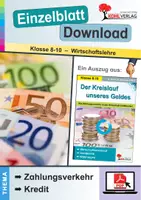 Vorschau - Arbeitsblätter - Der Kreislauf des Geldes - Zahlungsverkehr & Kredit | Wirtschaft Sekundarstufe Klasse 8-10 | Bargeld, Geldverkehr, Kreditarten | Arbeitsblätter, Kopiervorlagen, Freiarbeit mit Lösungen - Deckblatt