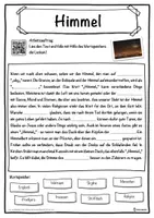Vorschau - Unterrichtsreihen - Himmel Lückentext mit Wortspeicher Hörverstehen und Suchsel - Seite 1