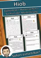 Vorschau - Unterrichtsreihen - Hiob Lückentext mit Wortspeicher Hörverstehen und Suchsel - Deckblatt