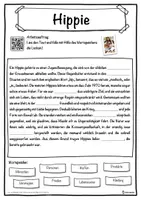 Vorschau - Unterrichtsreihen - Hippie Lückentext mit Wortspeicher Hörverstehen und Suchsel - Seite 1