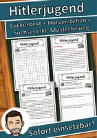 Vorschau - Unterrichtsreihen - Hitlerjugend Lückentext mit Wortspeicher Hörverstehen und Suchsel - Deckblatt