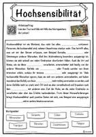 Vorschau - Unterrichtsreihen - Hochsensibilität Lückentext mit Wortspeicher Hörverstehen und Suchsel - Seite 1